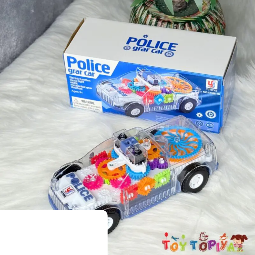 Police gear car and Electric functional music Car toys